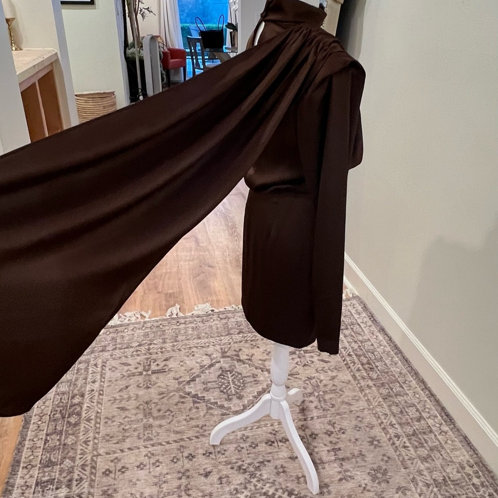 Ronny Kobo - Elegant Brown Draped Dress - never been worn -  size: small - Picture 8 of 10